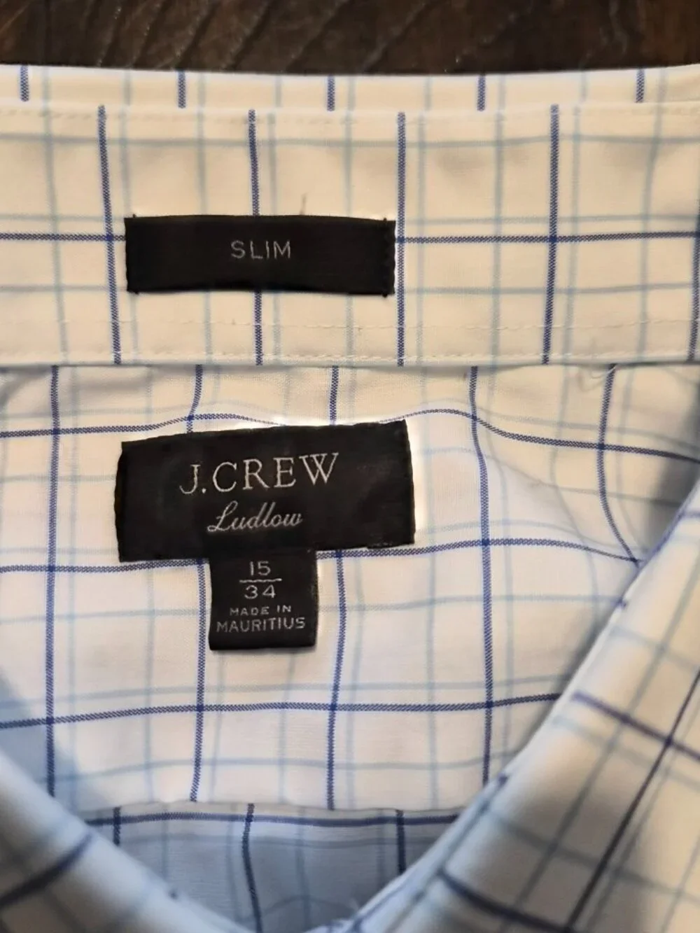 J.Crew Ludlow Slim Fit White Check Button-Down Dress Shirt Size 15/34 G327
